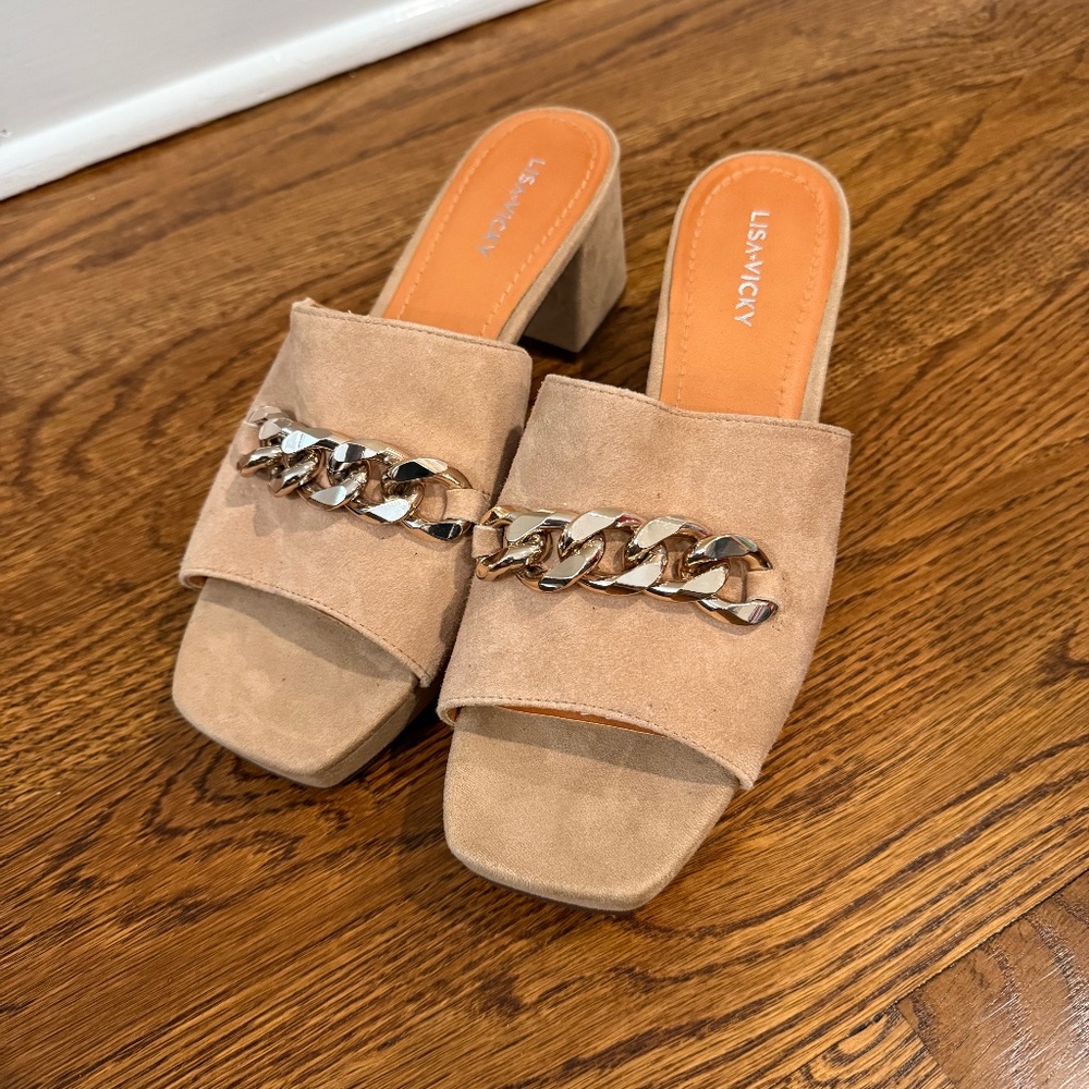 Nwot suede platform slides